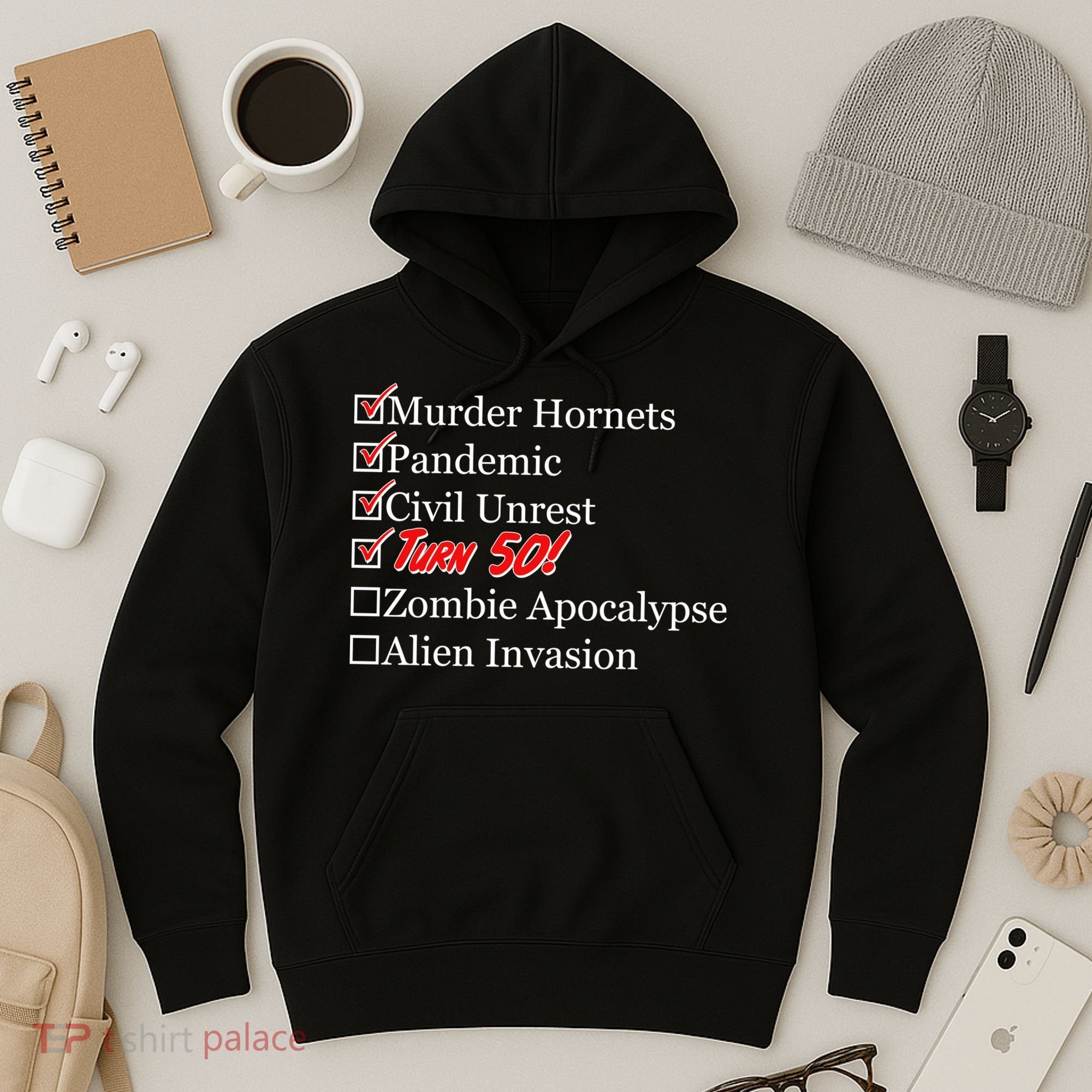Funny Birthday In Quarantine Checklist 50th Birthday Hoodie