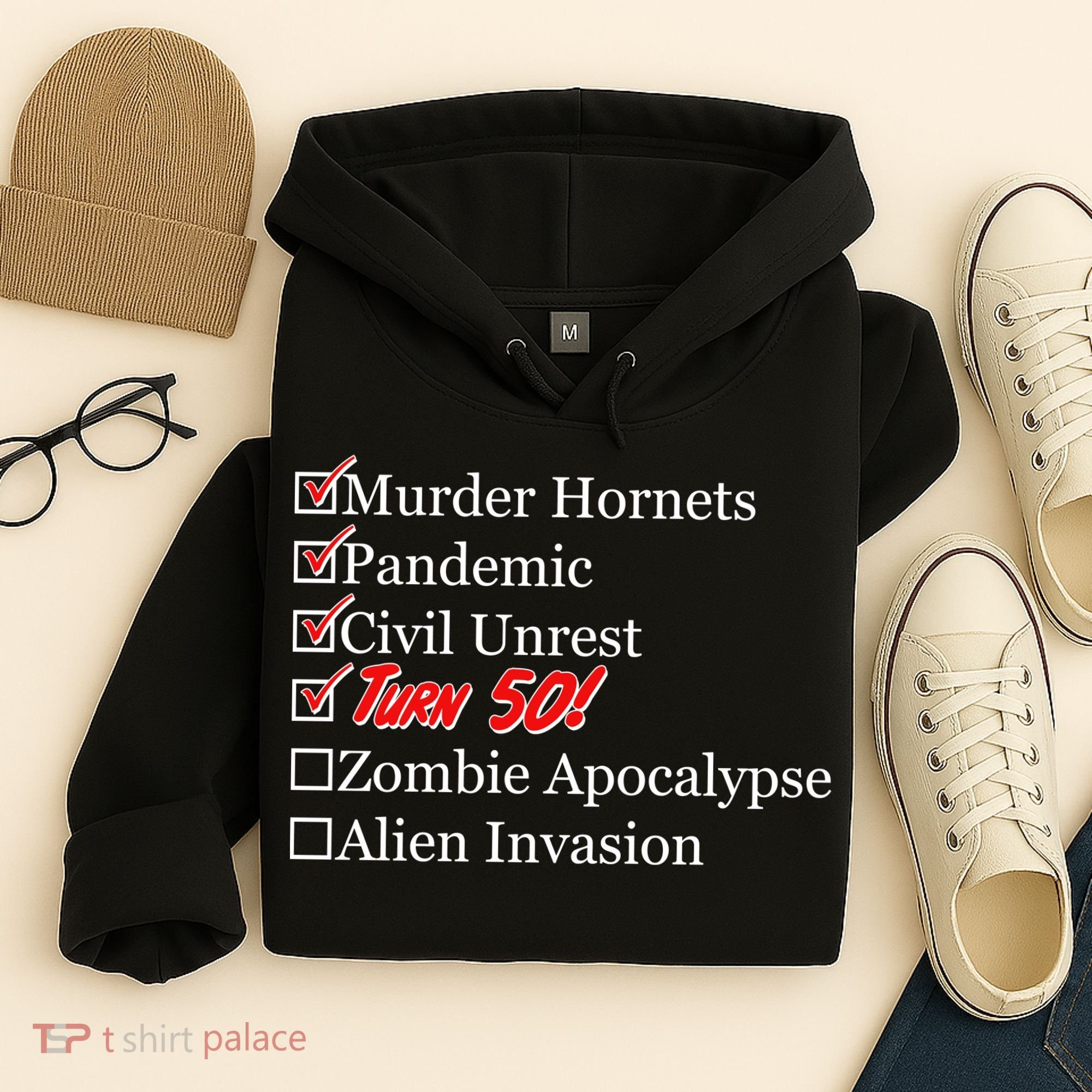 Funny Birthday In Quarantine Checklist 50th Birthday Hoodie