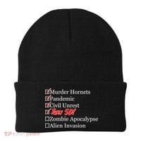 Funny Birthday In Quarantine Checklist 50th Birthday Beanie thumb 0