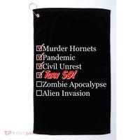Funny Birthday In Quarantine Checklist 50th Birthday Golf Towel thumb 0