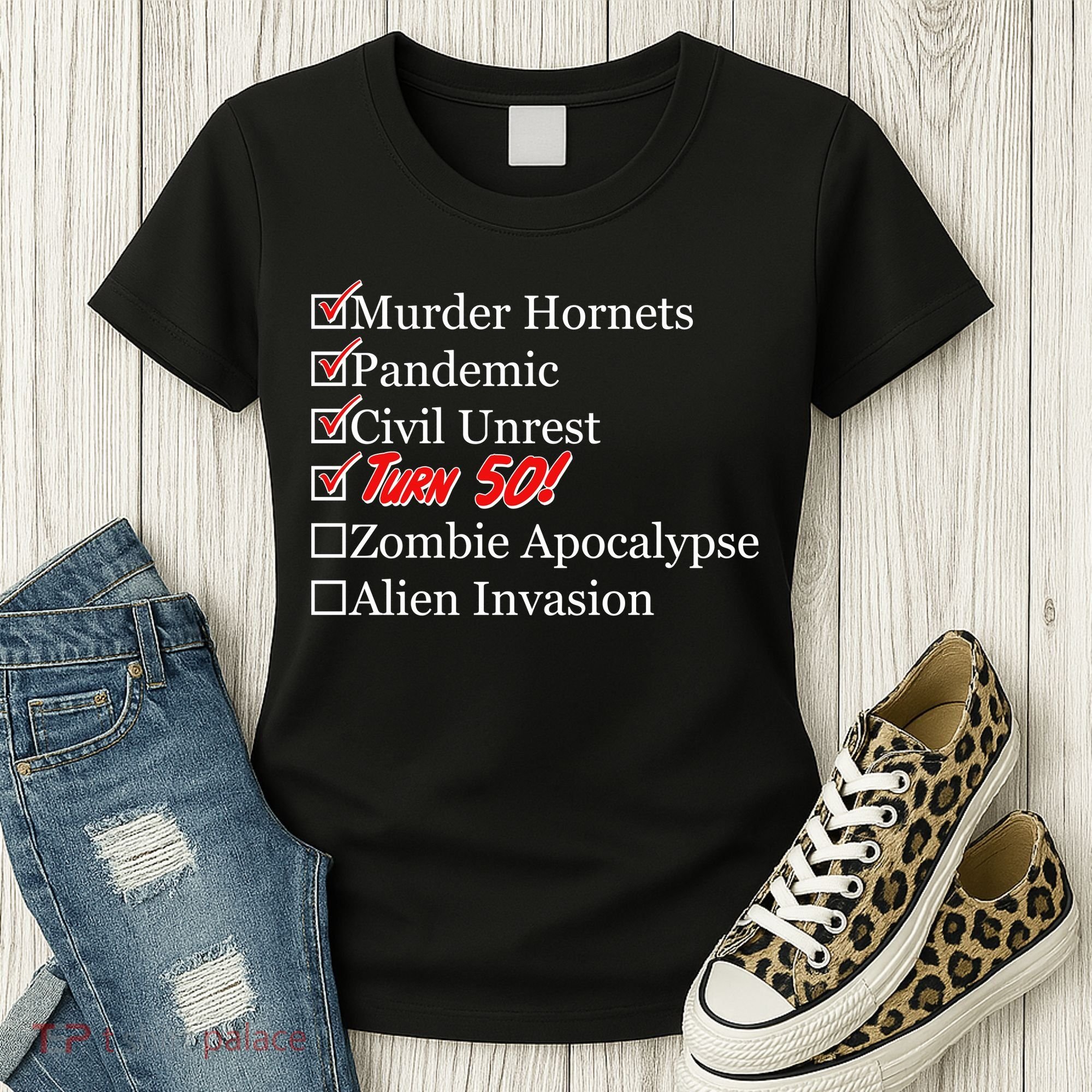 Funny Birthday In Quarantine Checklist 50th Birthday Women's T-Shirt