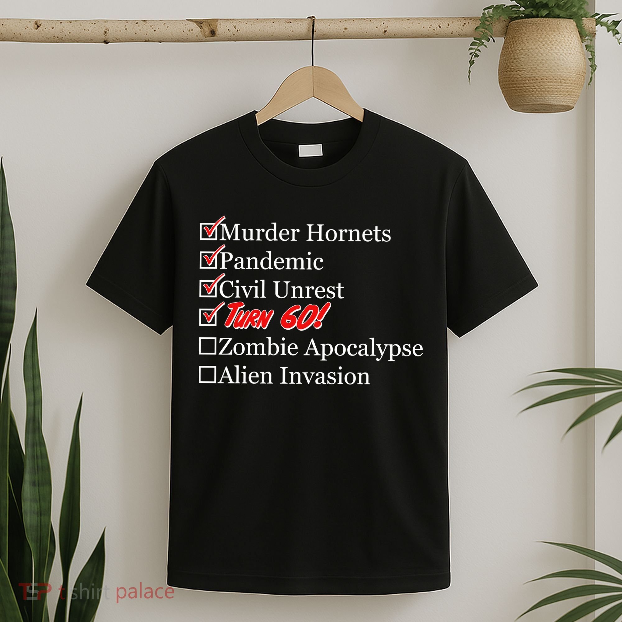 Funny Birthday In Quarantine Checklist 60th Birthday T-Shirt