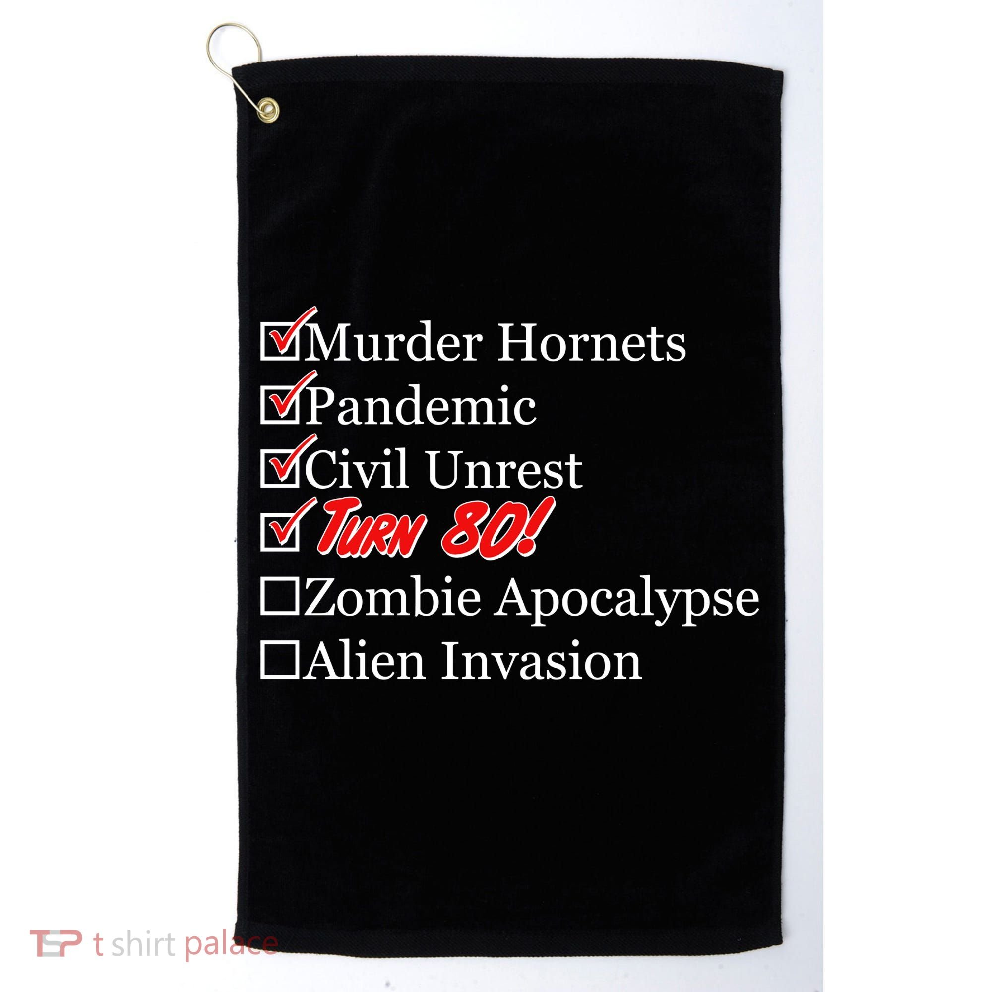 Funny Birthday In Quarantine Checklist 80th Birthday Golf Towel