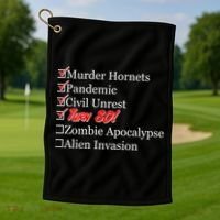 Funny Birthday In Quarantine Checklist 80th Birthday Golf Towel thumb 1