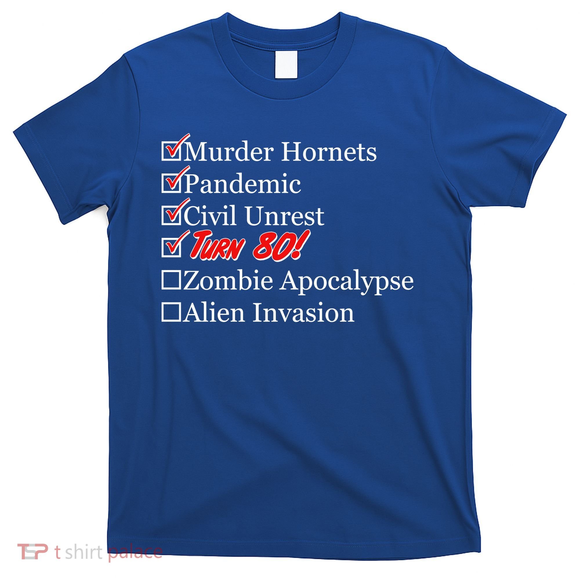 Funny Birthday In Quarantine Checklist 80th Birthday T-Shirt