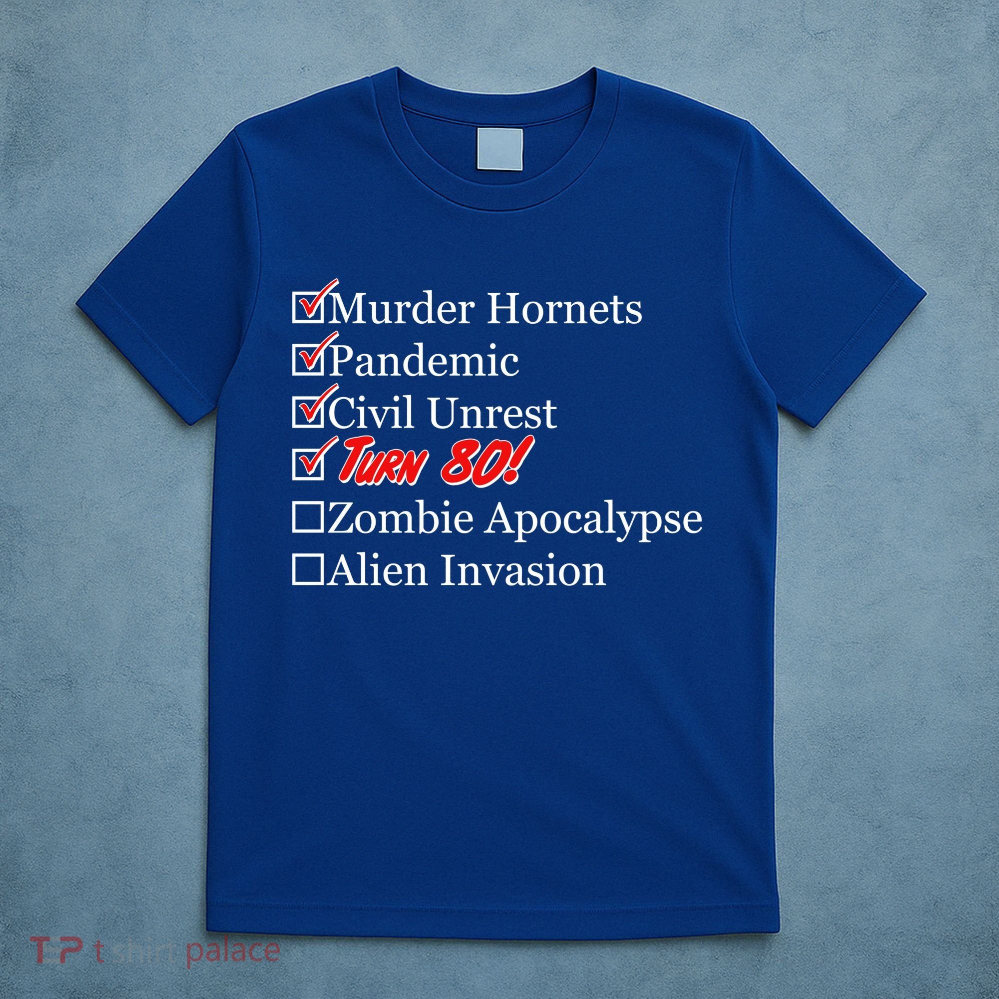 Funny Birthday In Quarantine Checklist 80th Birthday T-Shirt