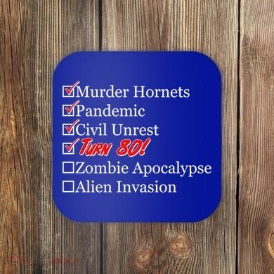 Funny Birthday In Quarantine Checklist 80th Birthday Coaster