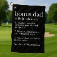 Funny Bonus Dad Definition Golf Towel thumb 1