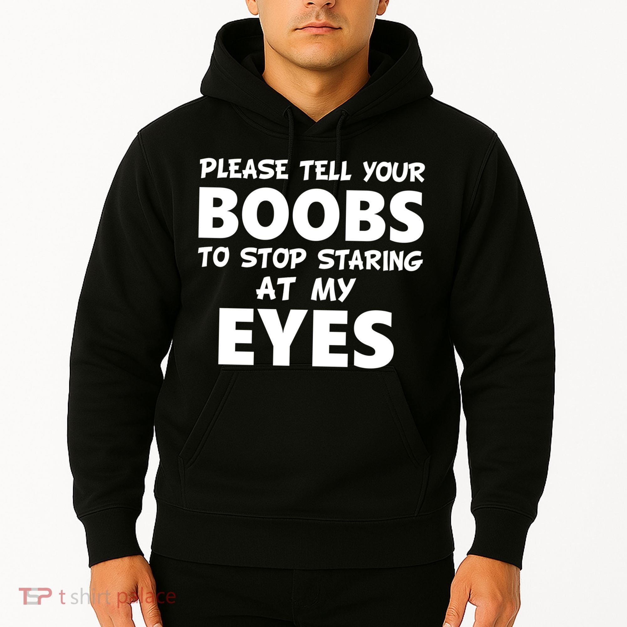 Funny Boob Meme Staring At My Eyes Hoodie
