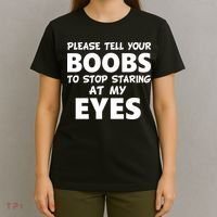 Funny Boob Meme Staring At My Eyes T-Shirt thumb 4