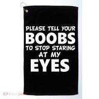 Funny Boob Meme Staring At My Eyes Golf Towel thumb 0