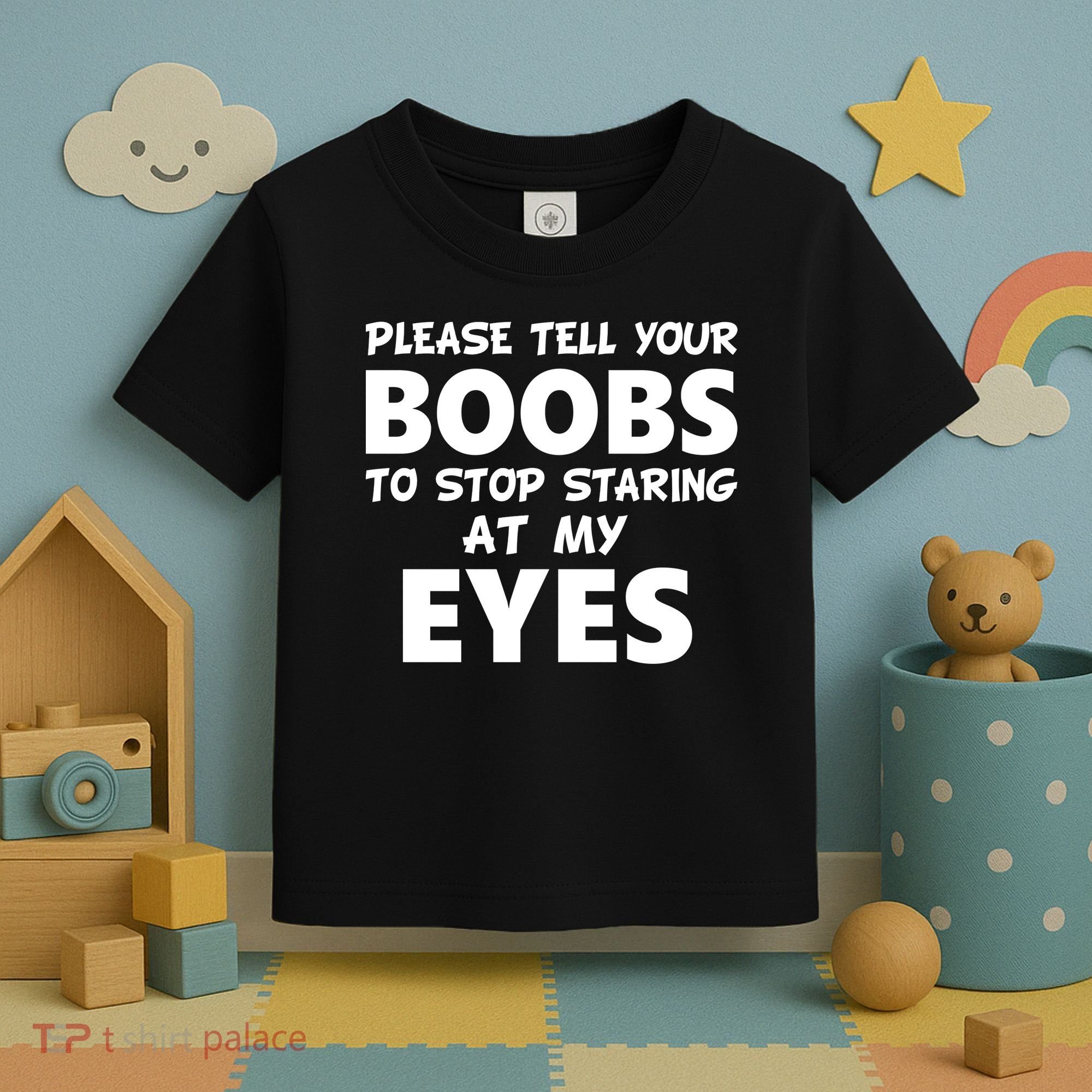 Funny Boob Meme Staring At My Eyes Toddler T-Shirt