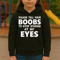 Funny Boob Meme Staring At My Eyes Kids Hoodie thumb 3