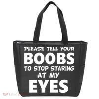 Funny Boob Meme Staring At My Eyes Tote Bag thumb 0