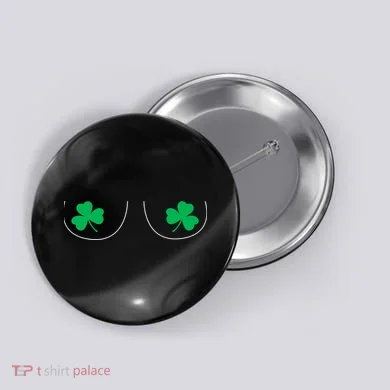 Funny Boob Novelty Shamrocks Button