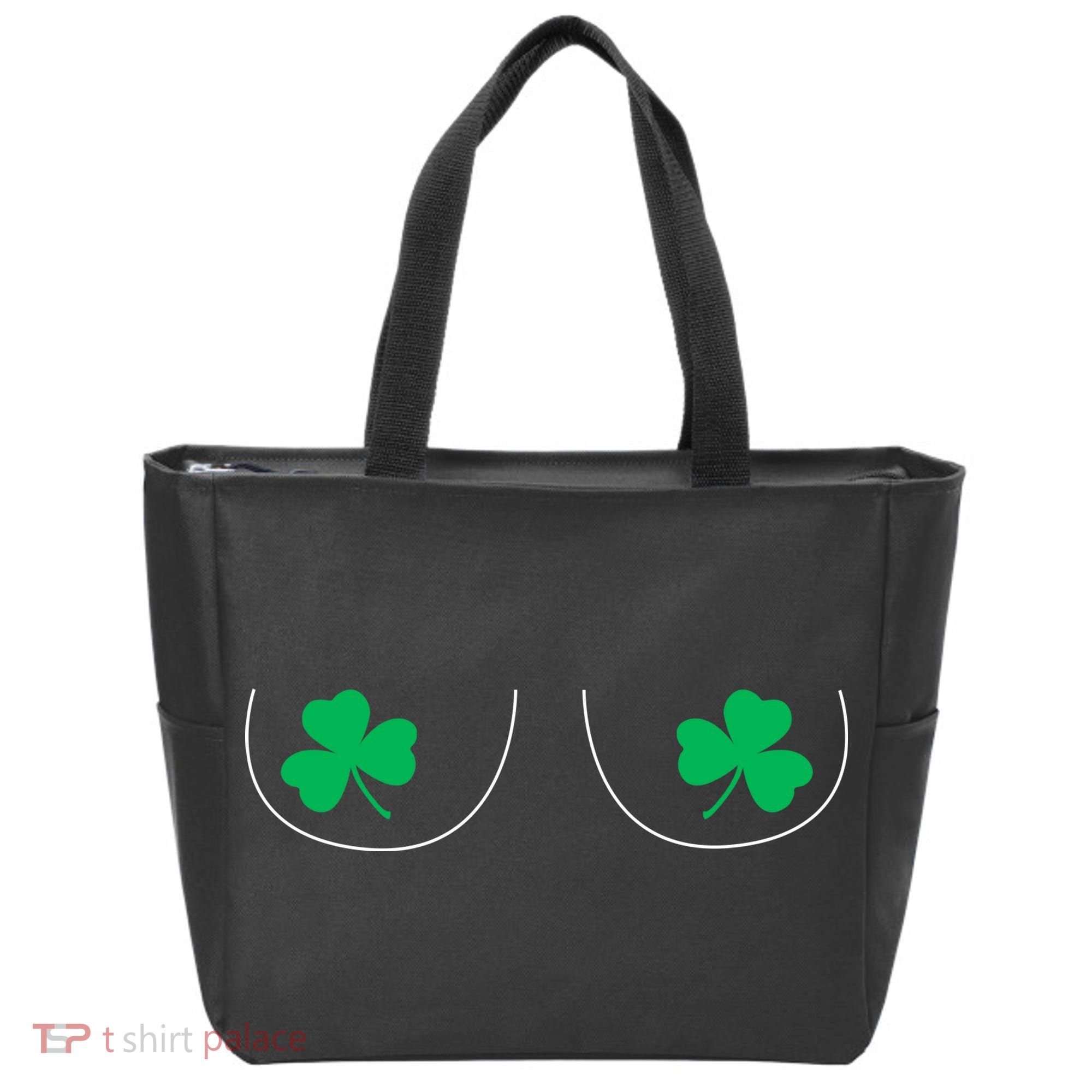 Funny Boob Novelty Shamrocks Tote Bag