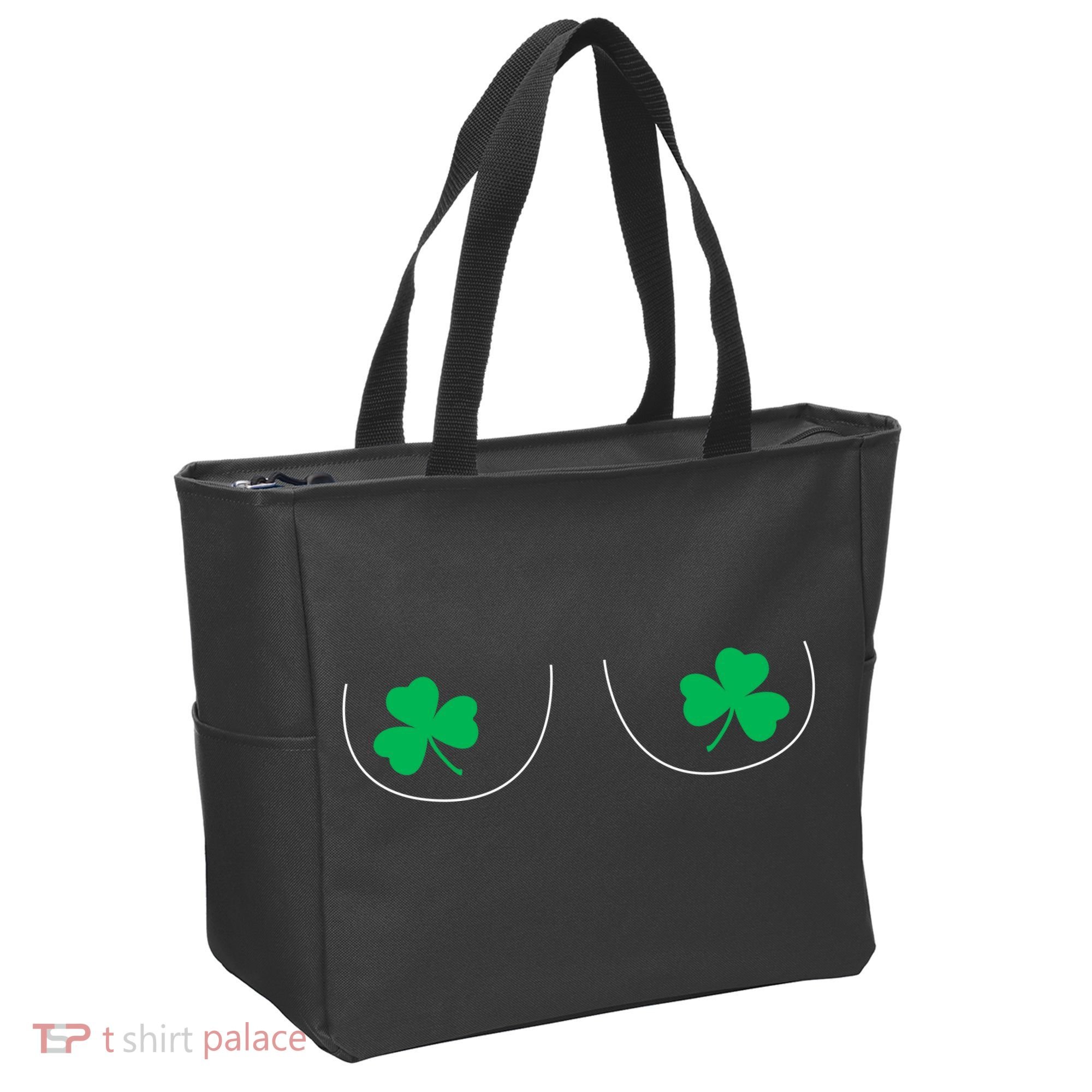 Funny Boob Novelty Shamrocks Tote Bag