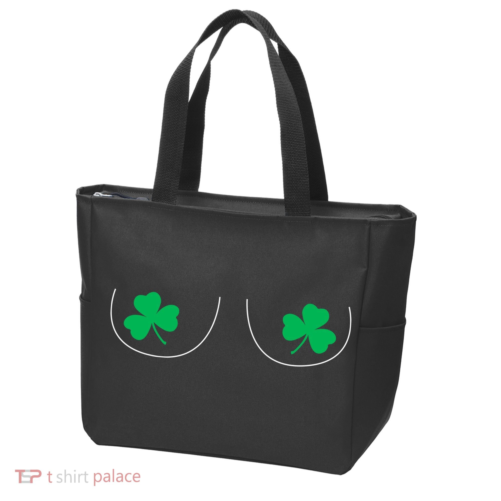 Funny Boob Novelty Shamrocks Tote Bag