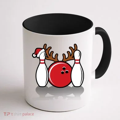 Funny Bowling Christmas Coffee Mug back