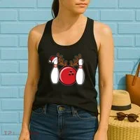 Funny Bowling Christmas Women's Tank Top thumb 2