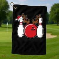Funny Bowling Christmas Golf Towel thumb 1