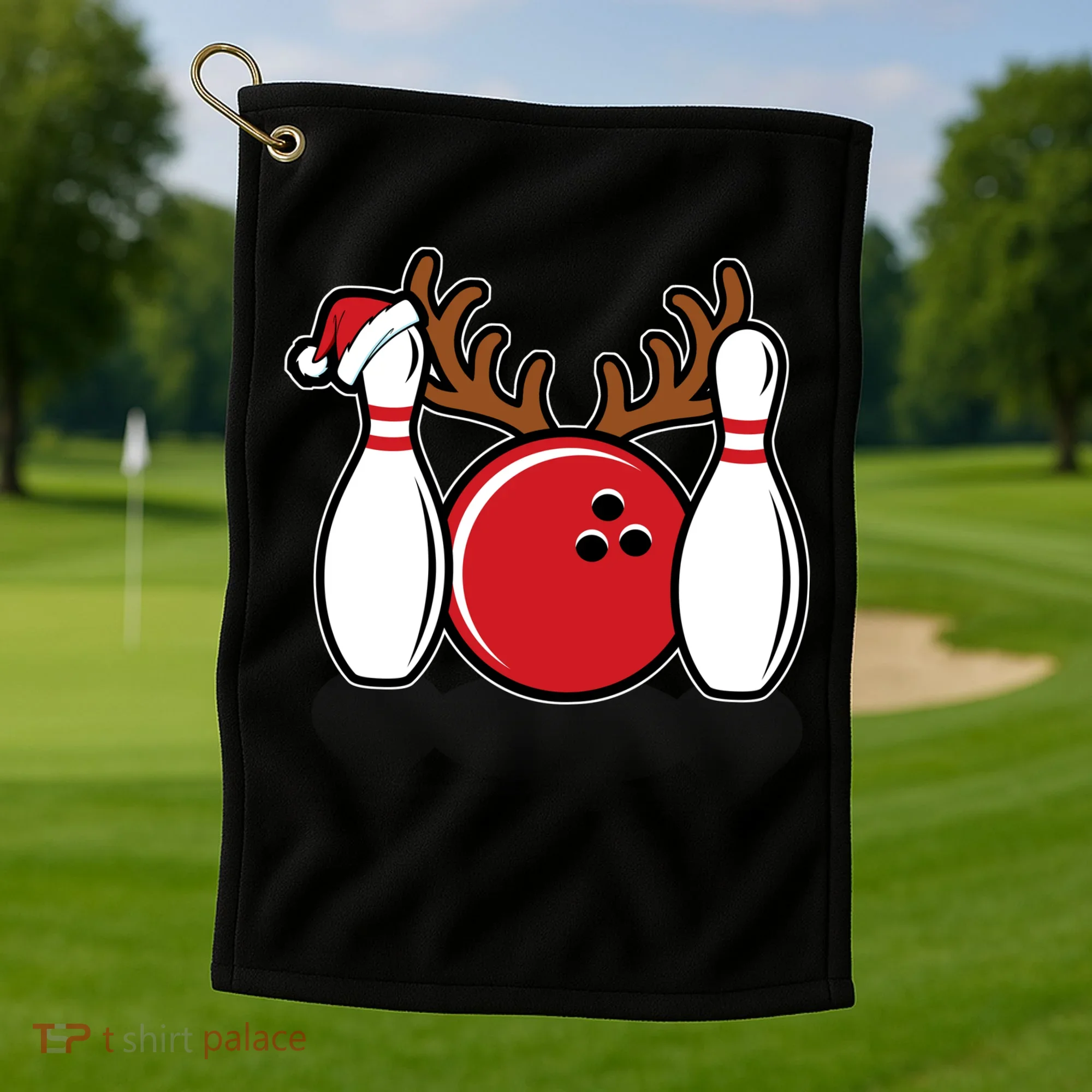 Funny Bowling Christmas Golf Towel