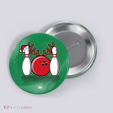 Funny Bowling Christmas Button