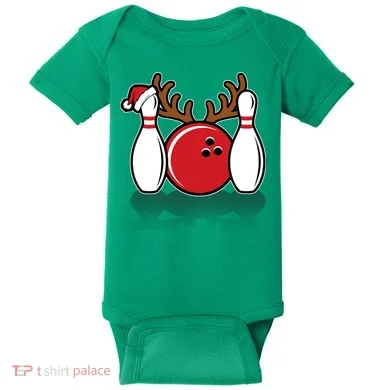 Funny Bowling Christmas Baby Bodysuit