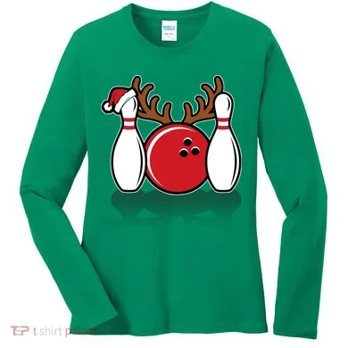 Funny Bowling Christmas Women's Long Sleeve Shirt