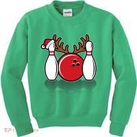 Funny Bowling Christmas Kids Sweatshirt thumb 0