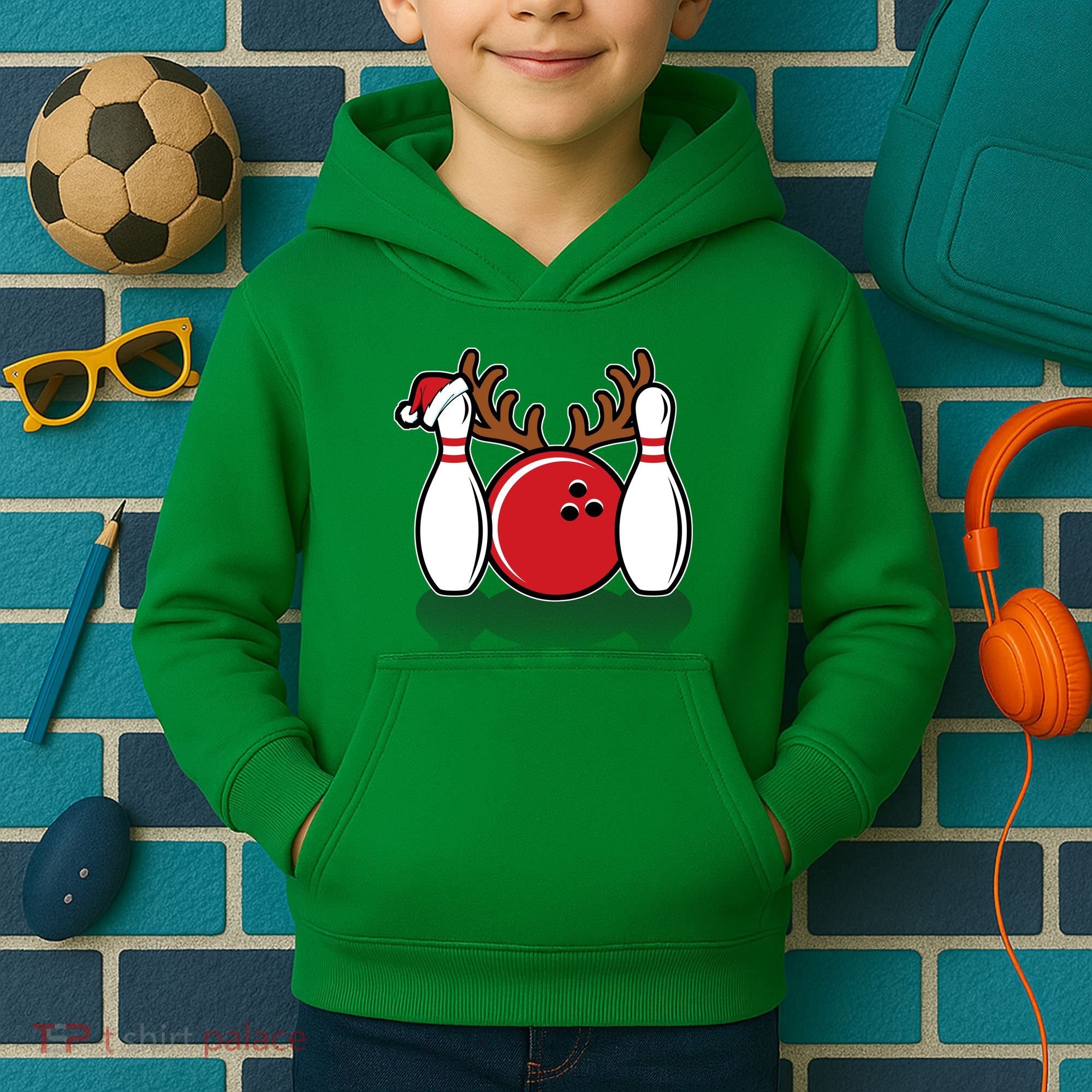 Funny Bowling Christmas Kids Hoodie