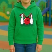 Funny Bowling Christmas Kids Hoodie thumb 3