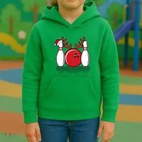 Funny Bowling Christmas Kids Hoodie thumb 3