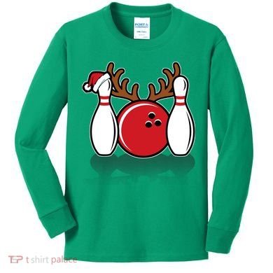 Funny Bowling Christmas Kids Long Sleeve Shirt