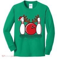 Funny Bowling Christmas Kids Long Sleeve Shirt thumb 0