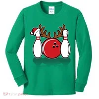 Funny Bowling Christmas Kids Long Sleeve Shirt thumb 0