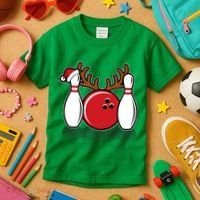 Funny Bowling Christmas Kids T-Shirt thumb 3