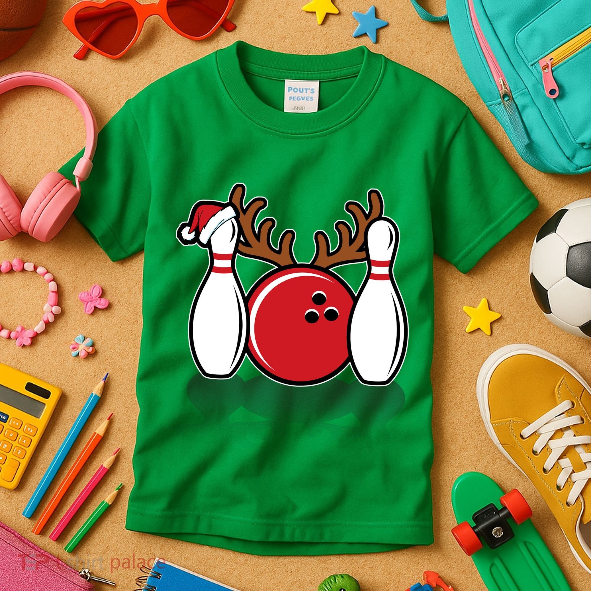 Funny Bowling Christmas Kids T-Shirt