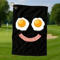 Funny Breakfast Bacon and Eggs Golf Towel thumb 1