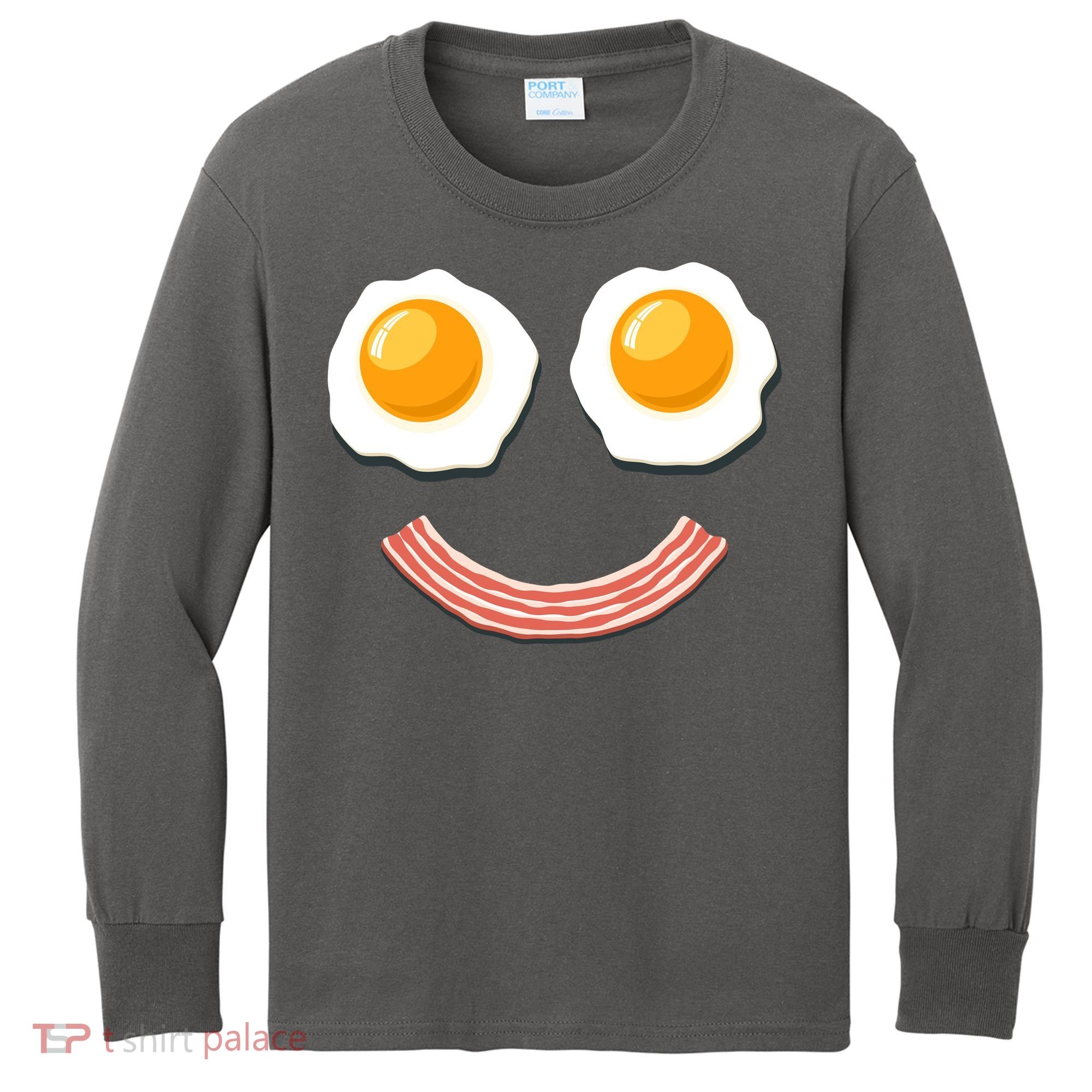 Funny Breakfast Bacon and Eggs Kids Long Sleeve Shirt