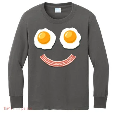 Funny Breakfast Bacon and Eggs Kids Long Sleeve Shirt