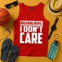 Funny Breaking News I Don't Care Tank Top thumb 4
