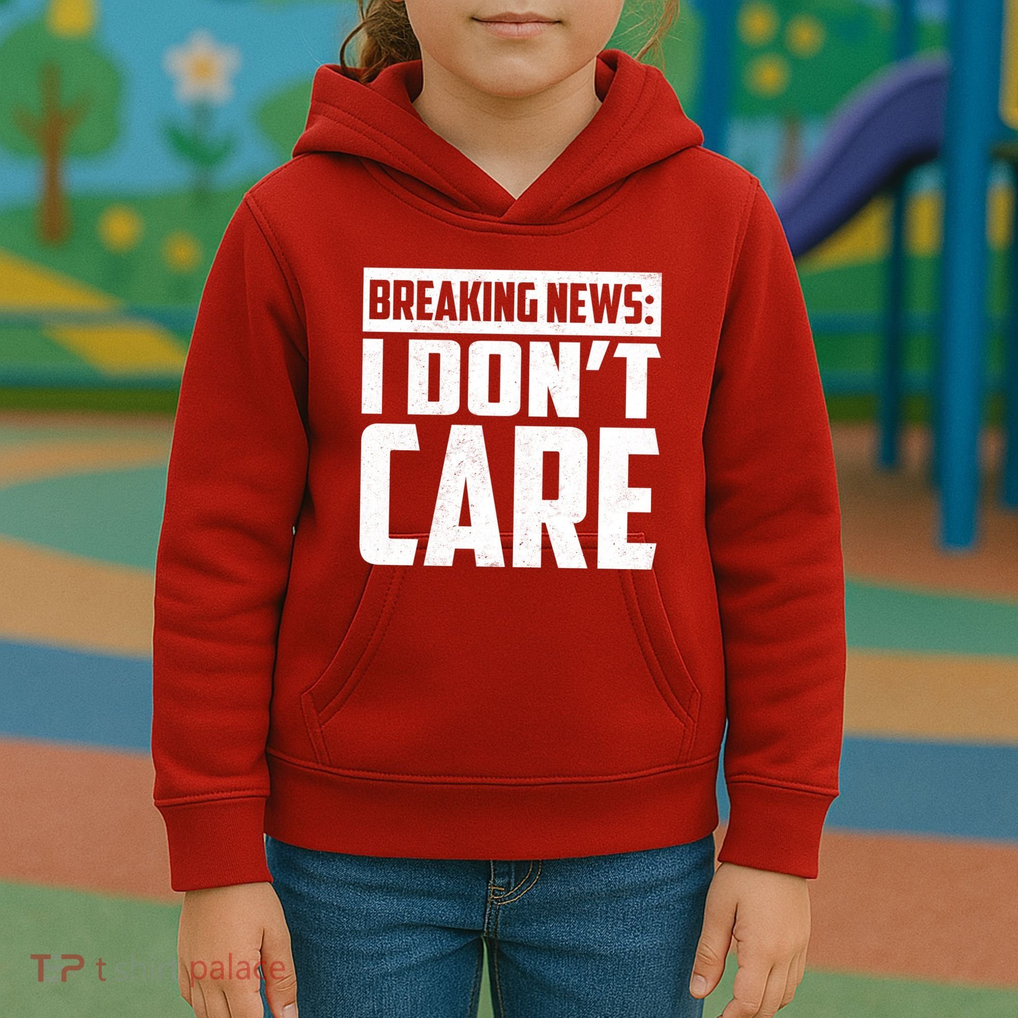 Funny Breaking News I Don't Care Kids Hoodie
