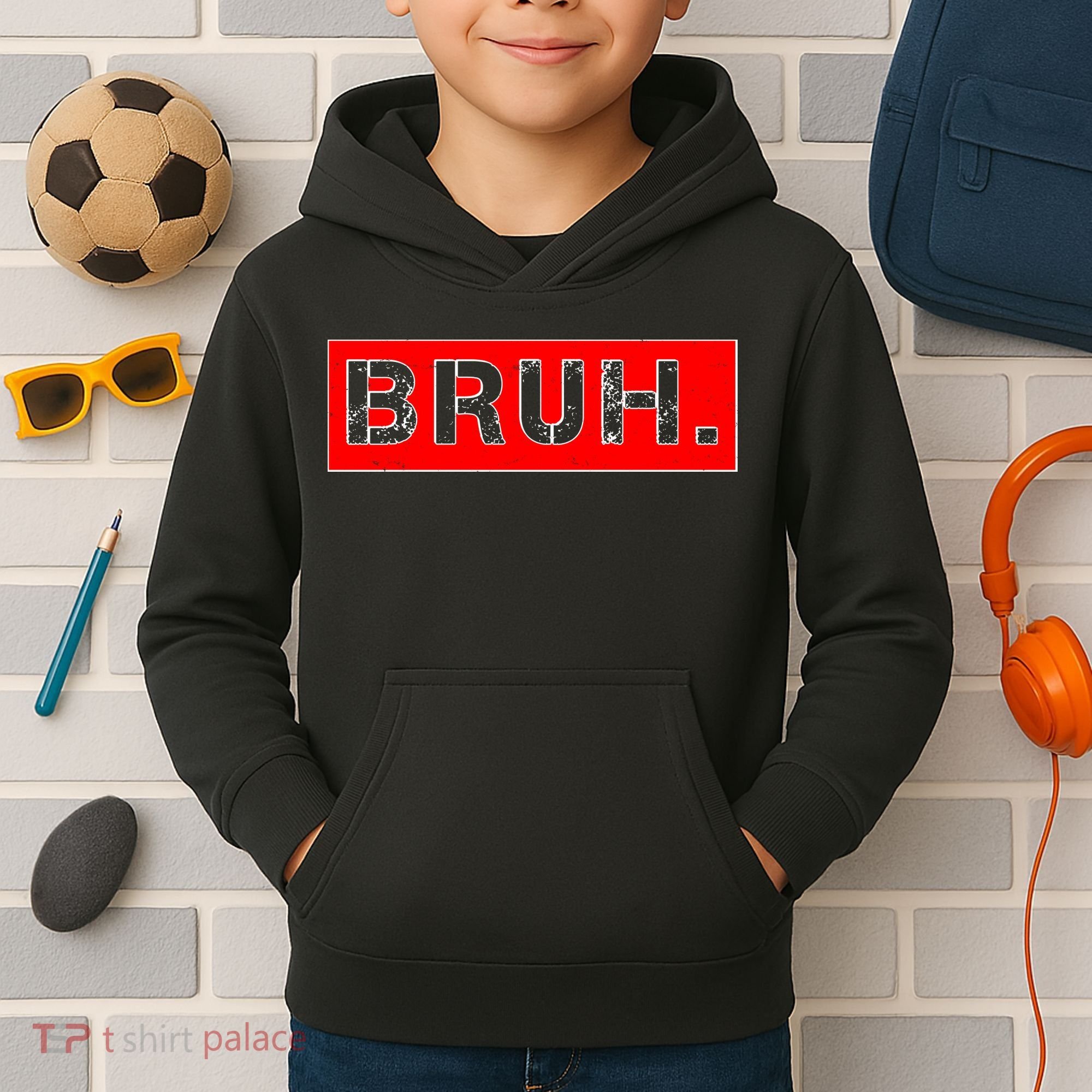 Funny Bruh Meme Kids Hoodie