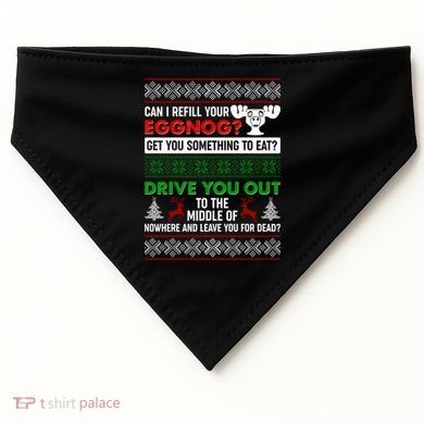 Funny Can I Refill Your Eggnog? Ugly Christmas Sweater USA-Made Doggie Bandana