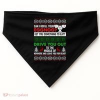 Funny Can I Refill Your Eggnog? Ugly Christmas Sweater USA-Made Doggie Bandana thumb 0