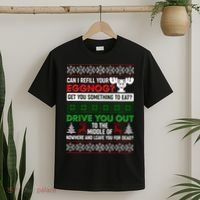 Funny Can I Refill Your Eggnog? Ugly Christmas Sweater T-Shirt thumb 2