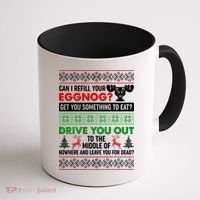 Funny Can I Refill Your Eggnog? Ugly Christmas Sweater Coffee Mug thumb 1