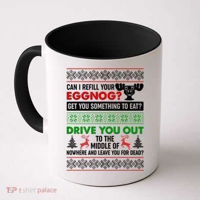 Funny Can I Refill Your Eggnog? Ugly Christmas Sweater Coffee Mug