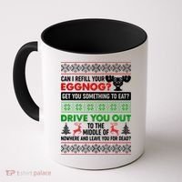 Funny Can I Refill Your Eggnog? Ugly Christmas Sweater Coffee Mug thumb 0